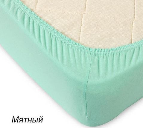 Простынь на резинке из трикотажной ткани от Текс-Дизайн (140х200 см / Мятный), фото 2