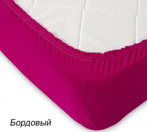 Простынь на резинке из трикотажной ткани от Текс-Дизайн (160х200 см / Бордовый)
