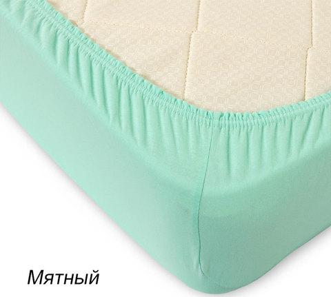 Простынь на резинке из трикотажной ткани от Текс-Дизайн (160х200 см / Мятный)