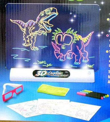 Доска магическая для 3D рисования "Рисую светом" Magic Drawing Board (Динозавры), фото 2
