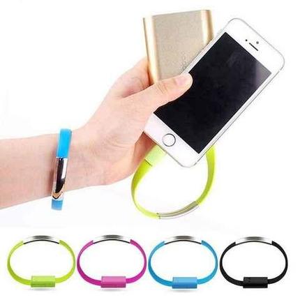 Кабель-браслет USB — microUSB / Apple Lightning для Samsung / iPhone / iPad (Розовый / USB-microUSB), фото 2