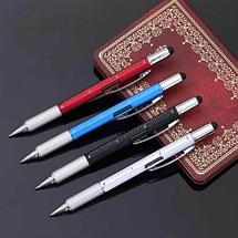 Мультитул-ручка 6 в 1 TOMTOSH [шариковая ручка-2 отвертки-стилус-уровень-линейка] (Серый), фото 2