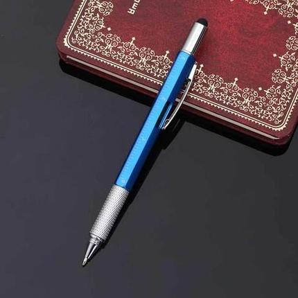 Мультитул-ручка 6 в 1 TOMTOSH [шариковая ручка-2 отвертки-стилус-уровень-линейка] (Синий), фото 2
