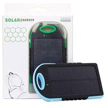 Аккумулятор для зарядки портативный на солнечной батарее с фонариком Solar Charger [5000 мАч.] (Голубой), фото 3