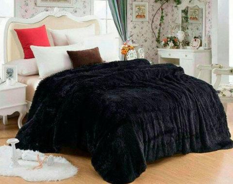 Плед-покрывало с длинным ворсом «Травка» Blumarine (Черный), фото 2