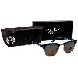 Очки солнцезащитные Clubmaster Ray-Ban (Черно-синяя оправа/серо-голубые линзы)