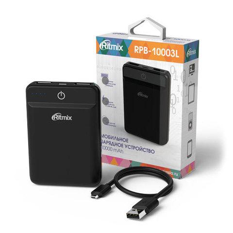 Аккумулятор внешний Powerbank RITMIX RPB-10003L {10000 мАч} (Черный) - фото 1 - id-p62008410