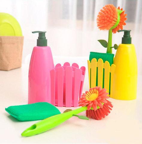 Набор для мытья посуды FLOWER FENCE BRUSH (Салатовый)