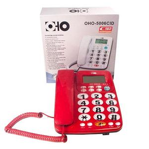 Телефонный аппарат с крупными кнопками и громкой связью OHO 5006CID (Красный)