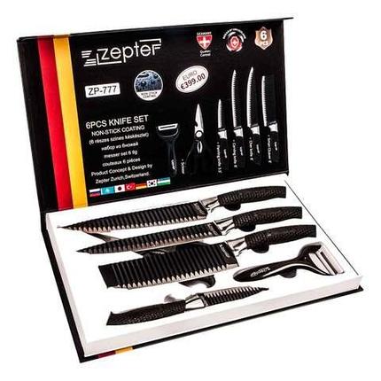 Набор кухонных ножей с ребристой поверхностью ZEPTER [6 предметов с топориком] (Черный), фото 2