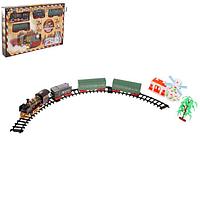 Железная дорога «Классический поезд», паровоз и 3 вагона и мельница, свет и звук