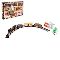 Железная дорога «Классический поезд», паровоз, 3 вагона и мельница, свет и звук