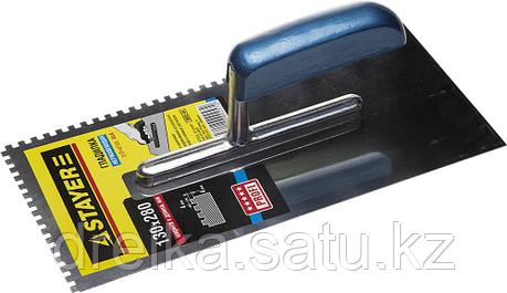 Гладилка STAYER "PROFI" нержавеющая с деревянной ручкой, зубчатая, 4х4мм, фото 2