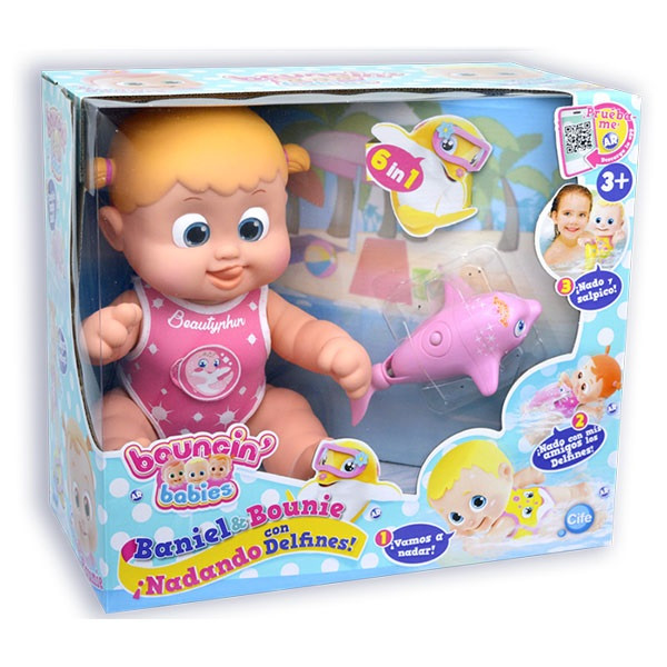 Bouncin' Babies 801011 Кукла плавающая с дельфином, 35 см