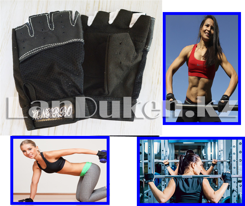 Перчатки для фитнеса, тренажеров, турника кожаные (без пальцев) 00152 - фото 1 - id-p62300905