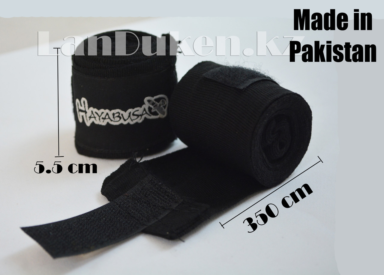 Боксерский бинт HAYABUSA черный 2 штуки 3.5 м (Made in Pakistan) - фото 1 - id-p62304388