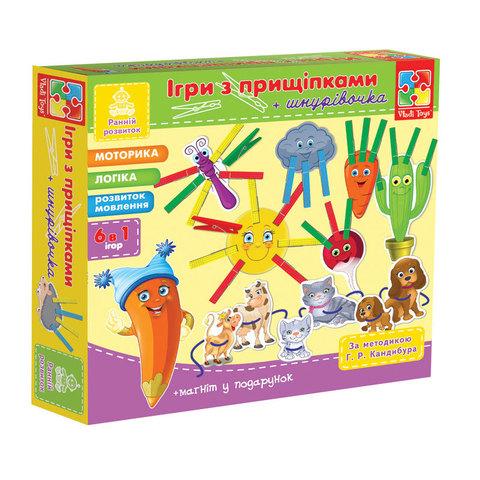 Игры с прищепками и шнурочками «Солнышко» [6-в-1] VLADI TOYS