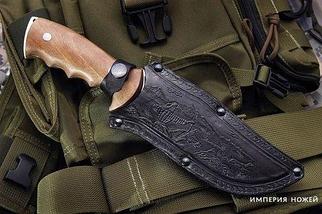 Нож охотничий «КИЗЛЯР» с гравировкой и ножнами из тисненной кожи, фото 3
