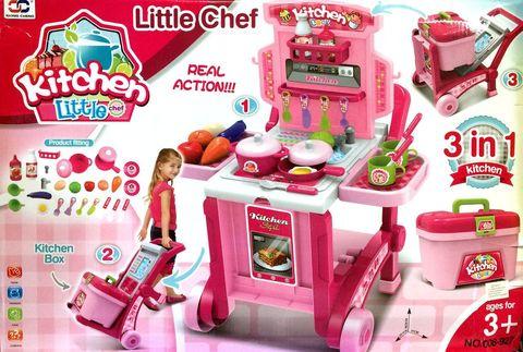 Игровой набор с чемоданом-тележкой «Детская кухня» Kitchen Little Chef NO.008-927 - фото 3 - id-p62008869