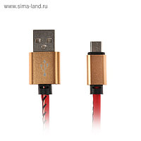 Кабель LuazON, micro USB - USB, меняет цвет от прикосновения, 1 А, 1 м, красно-желтый