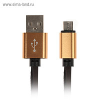 Кабель LuazON, micro USB - USB, меняет цвет от прикосновения, 1 А, 1 м, черно-оранжевый