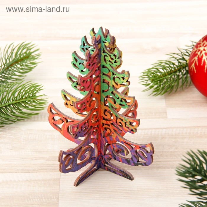Сувенир новогодний "Ель двойная", с цветным нанесением
