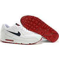 Кроссовки Nike Air Max 90 белые с красной подошвой
