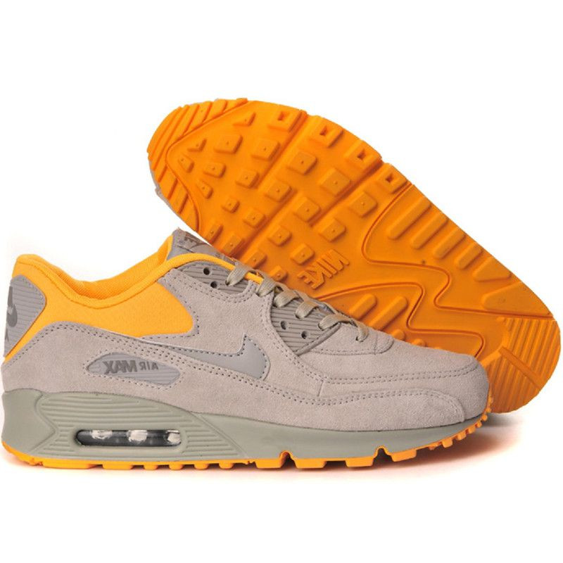 Nike Air Max 90 замшевые кроссовки серо-оранжевые