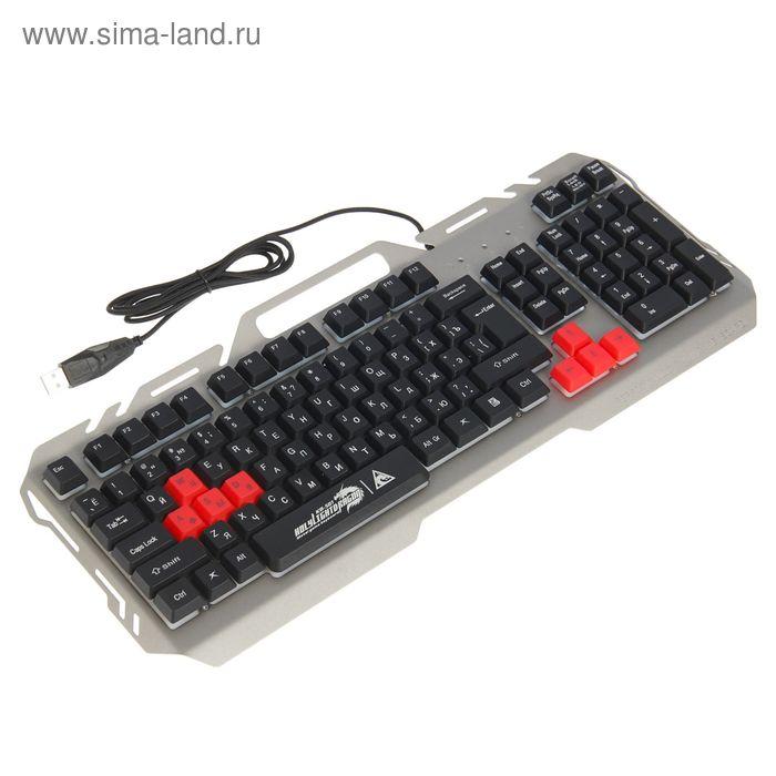 Клавиатура Xtrike Me KB-501, игровая, проводная, мембранная,подсветка,USB,черно-серебристая