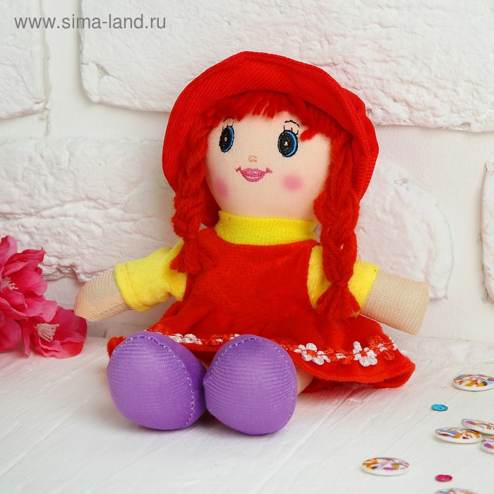 Мягкая игрушка кукла - подвеска "Девочка" цветы на платье, цвета МИКС