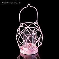 Подсвечник металл 1 свеча "Лофт" розовый 12х11х11 см