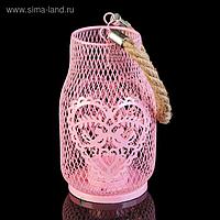 Подсвечник металл 1 свеча "Бутыль любви" розовый 17х9,5х9,5 см