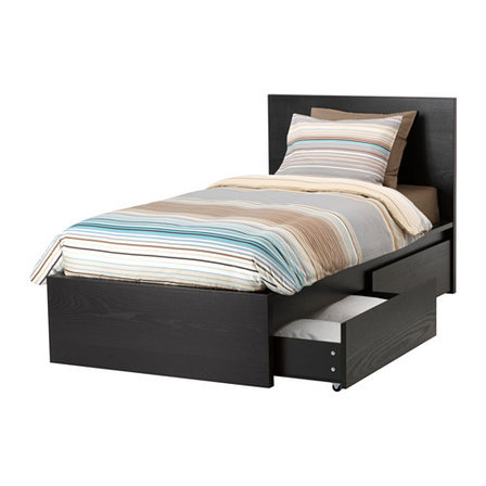 Кровать +2 кроватных ящика МАЛЬМ 90х200 Лурой ИКЕА, IKEA, фото 2