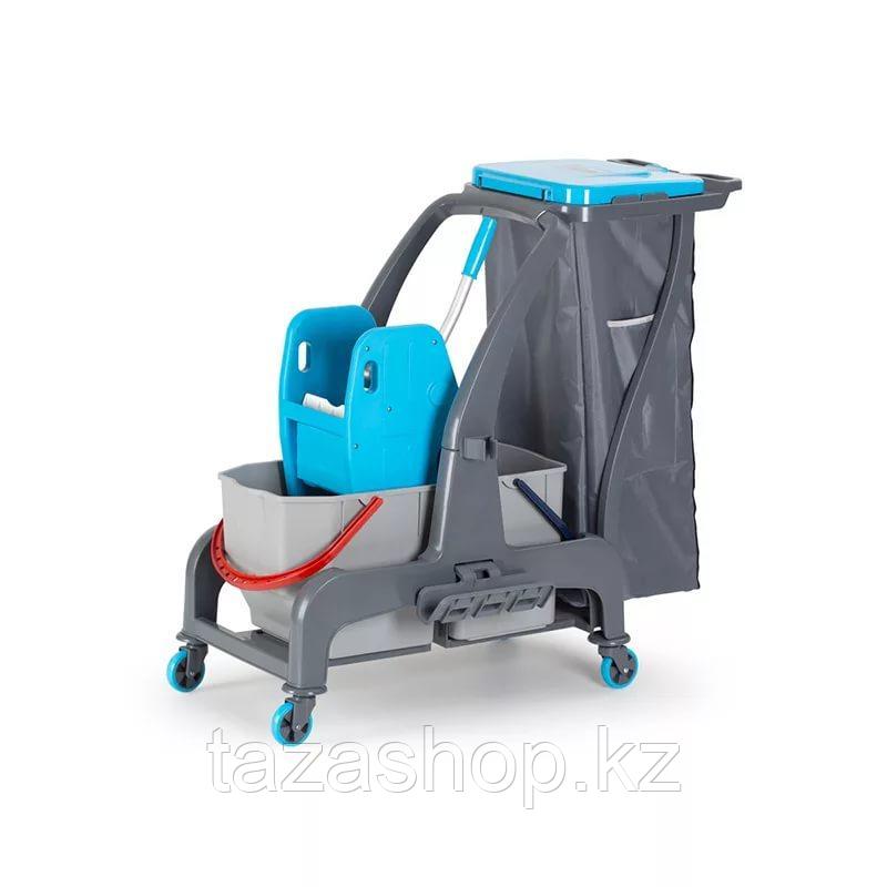 ТЕЛЕЖКА ДЛЯ УБОРКИ: 2 ведра, с отжимом, мусорный бак FANTOM PROCART JET735S