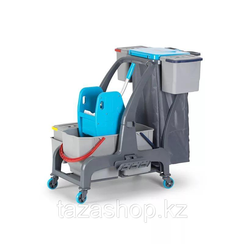 ТЕЛЕЖКА ДЛЯ УБОРКИ: 2 ведра, с отжимом, бак для мусора FANTOM PROCART JET736S
