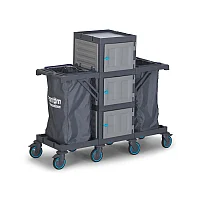 ТЕЛЕЖКА ДЛЯ ГОСТИНИЦЫ: 2 бака для белья, мусора FANTOM PROCART 405
