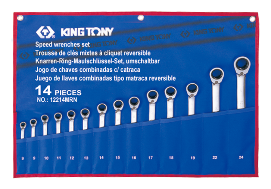 Набор трещоточных ключей KING TONY 12214MRN (14 предметов)