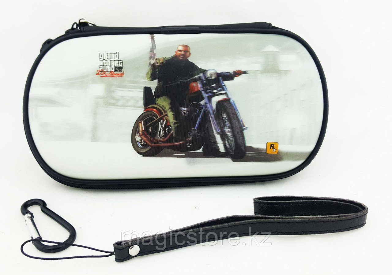 Чехол на молнии с 3D картинкой PSP 1000/2000/3000 3in1 3D picture, GTA 4 на мотоцикле