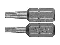 Биты для шуруповерта STAYER 26281-10/15-25, Cr-V сталь, тип хвостовика C 1/4, 25 мм, T10 - 1 шт., Т15 - 1 шт,