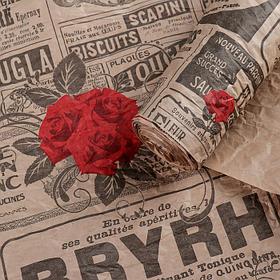 Бумага декорирования. "Газета"  черная с красными розами  0,7* 1 м (4207212)
