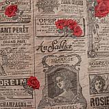 Бумага декорирования. "Газета"  черная с красными розами  0,7* 1 м (4207212), фото 2
