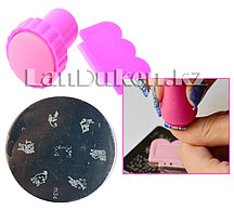 Набор для стемпинга ногтей m34 (пластина для дизайна ногтей, штамп, скребок)