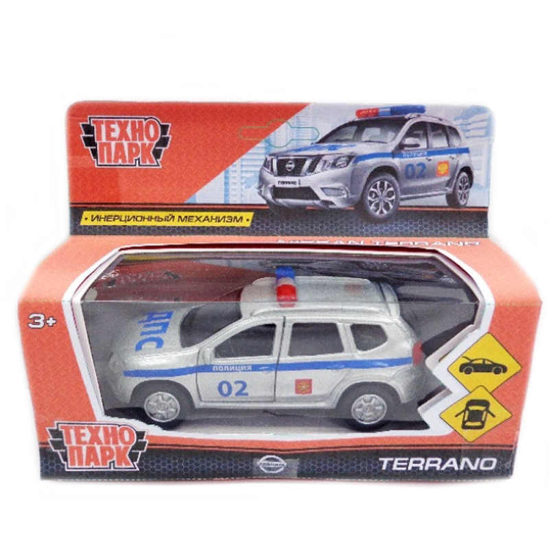 Технопарк Металлическая инерционная модель Nissan Terrano "Полиция"