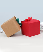 Подарочная коробка "Куб", 11 х 11 х 11 см, красный и крафт цвета, в комплекте лентой, фото 2