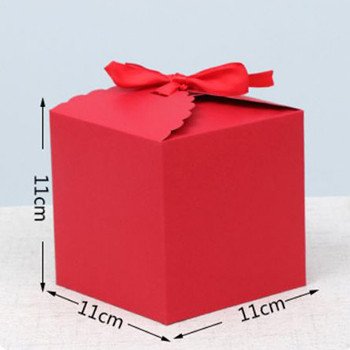 Подарочная коробка "Куб", 11 х 11 х 11 см, красный и крафт цвета, в комплекте лентой