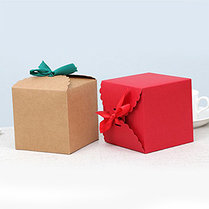 Подарочная коробка "Куб", 11 х 11 х 11 см, красный и крафт цвета, в комплекте лентой, фото 3