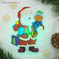 Световая картинка на присоске "Дед Мороз с подарками"(батарейки в комплекте), 1 LED, RGB