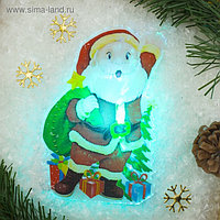Световая картинка на магните "Дед Мороз приветствует!"(батарейки в комплекте), 1 LED, RGB