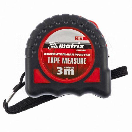 Рулетка 3м х16мм Tape Measure,обрезиненный корпус Матрикс 31078