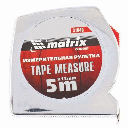 Рулетка 5м х13мм Tape Measure,пластиковый хром. корпус Матрикс 31040